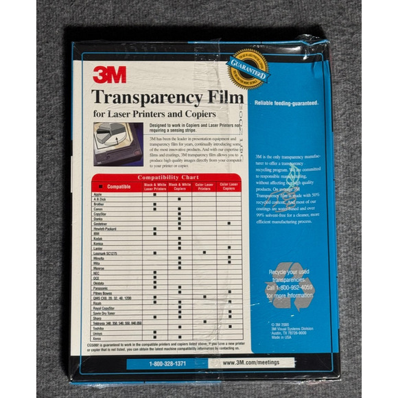 3M Transparency Film for Laser Printers and Copiers 50 Sheets, 8.5 x 11, CG5000 - Picture 2 of 4